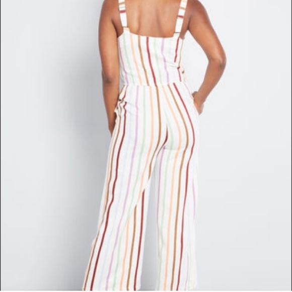 Modcloth Jumpsuit, Modcloth Plus Size, Modcloth Striped Jumpsuit 2x, Linen Blend - Picture 5 of 8